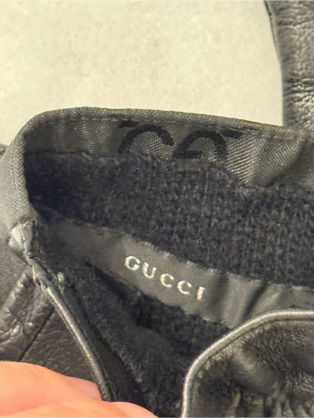 Gucci Black GG Monogram Gloves with Leather Trim